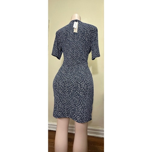 NWT Banana Republic Blue and White Asymmetrical Ruched Mini Dress - Picture 5 of 13